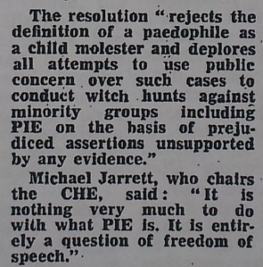 PIE has right to speak say gays (Guardian 29/8/83)