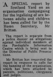 Brittan wants paedophile report, The Telegraph, 25/08/1983