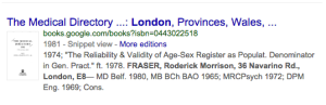 Medical Directory 1981 Listing for Dr Fraser